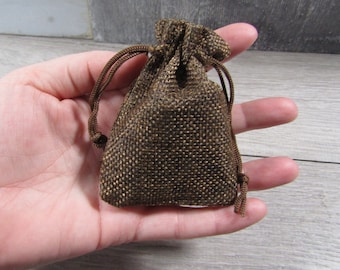 Brown Burlap Pouch for Gift 2.5 x 3.5 Inches