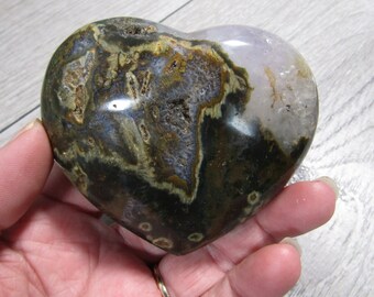 Ocean Jasper Heart Shaped Stone 10.8 oz Crystal