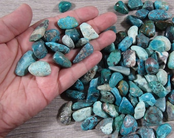 Chrysocolla Tumbled Stone 0.5 inch + Crystal