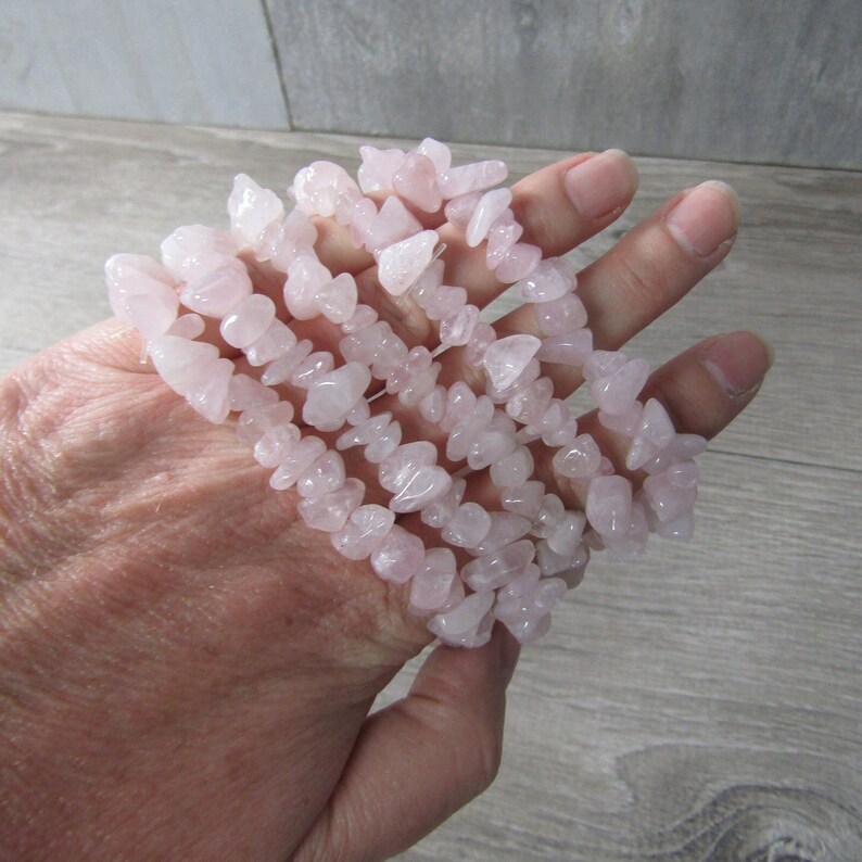 Rose Quartz Chip Stretchy String Bracelet G147 image 7