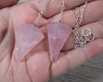 Rose Quartz Pendulum Faceted Crystal