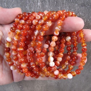 Carnelian Banded 6 mm Round Stretchy String Bracelet G285