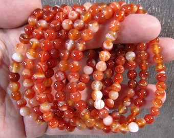 Carnelian Banded 6 mm Round Stretchy String Bracelet G285