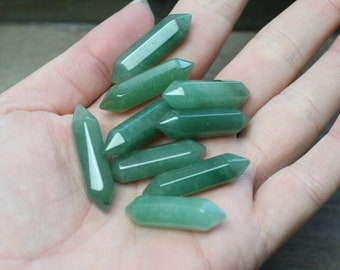 Set of 10 Aventurine Double Terminated Carved Point J65