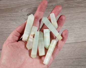 Pistachio Calcite Small Pendant Sized Obelisk Point for Wire Wrapping