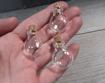 Mini Glass Stash Bottle with Cork Lid Circle Shaped