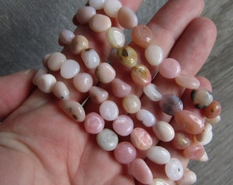Pink Opal Stretchy String Oval Bracelet 017