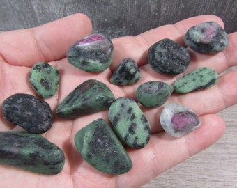 Ruby in Zoisite Tumbled Stone 0.5 inch + Crystal