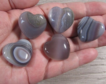 Botswana Agate Heart Puffy 25 mm Shaped Stone