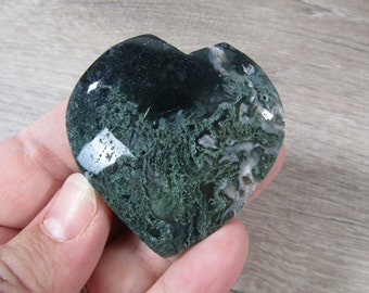 Moss Agate Heart 50 mm approx Shaped Stone