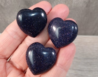 Blue Goldstone Stone 25 mm Heart