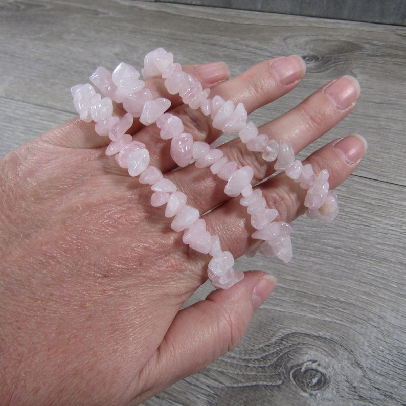 Rose Quartz Chip Stretchy String Bracelet G147 image 4