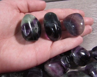 Purple Green Tumbled Fluorite 1 inch + T323