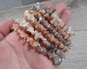 Multi Moonstone Bracelet Stretchy String Crystal Chips 193