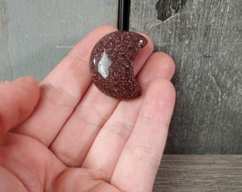 Red Aventurine with Hematite Gemstone Moon F456