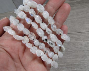 Rainbow Moonstone Stretchy String Nugget Bracelet 101