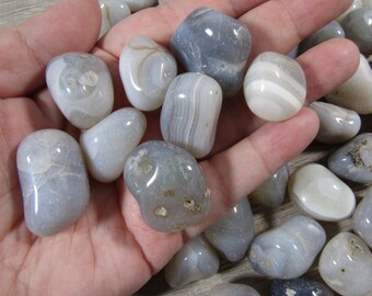 Botswana Agate Tumbled Stone 0.75 inch + Crystal