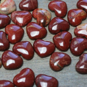 Red Jasper 17 mm Heart Stone with Flat Back K263 image 6