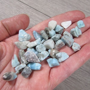 Larimar Tumbled Chips in a 0.8 ounce + Small Bag