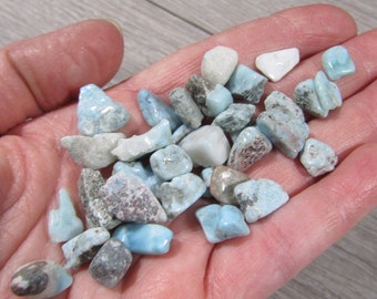 Larimar Tumbled Chips in a 0.8 ounce + Small Bag