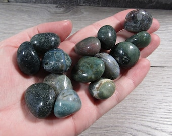 Moss Agate Tumbled Stone 0.75 inch +