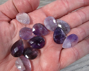 Amethyst Small Faceted Pear Shaped Drop L17