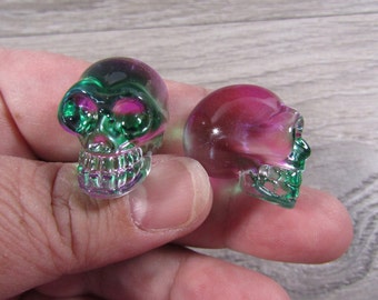 Purple and Green Aura Glass Small Skull F28