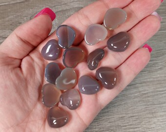 Botswana Agate Heart Small Stone 18 mm with Flat Back Shaped Crystal