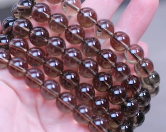 Smoky Quartz Bracelet 10 mm Round Stretchy String 373