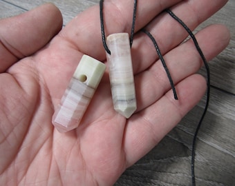 Banded Calcite Focal Bead, Wrappable Obelisk 1.25 inch + F410