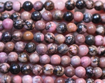 Rhodonite 6 mm Round Stretchy String Bracelet 087