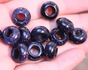 Blue Goldstone Pi Stone Donut 14 mm Bead with Large Hole