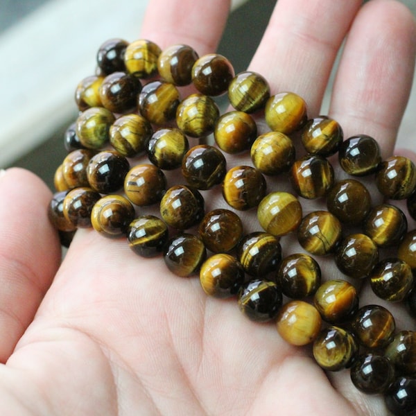 Tiger's Eye 8 mm Round Stretchy String Bracelet G89