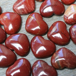 Red Jasper 17 mm Heart Stone with Flat Back K263 image 9