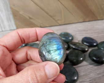 Labradorite Blue Palm Stone About 1.25 Crystal F417