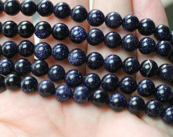 Blue Goldstone Round Stretchy String Bracelet 6 mm 255