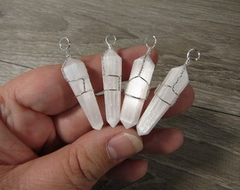 Selenite Wire Wrap Pendant P29