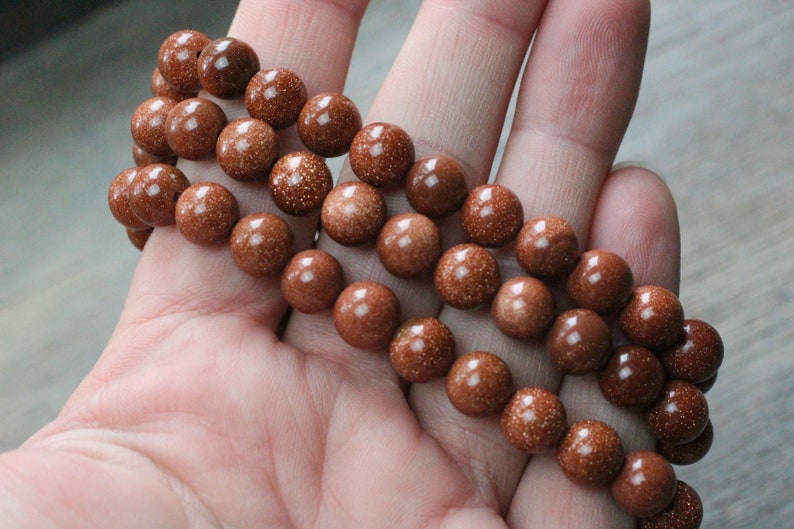 Goldstone 8 mm Round Stretchy String Bracelet b13