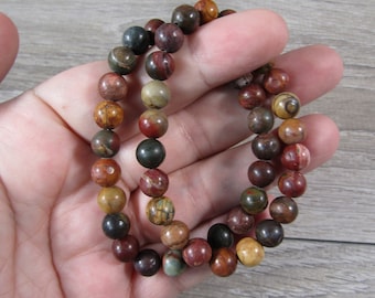 Red Creek Jasper Round Stretchy String Bracelet 8 mm 387