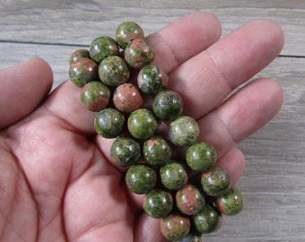 Unakite Round Stretchy String Bracelet 10 mm G278