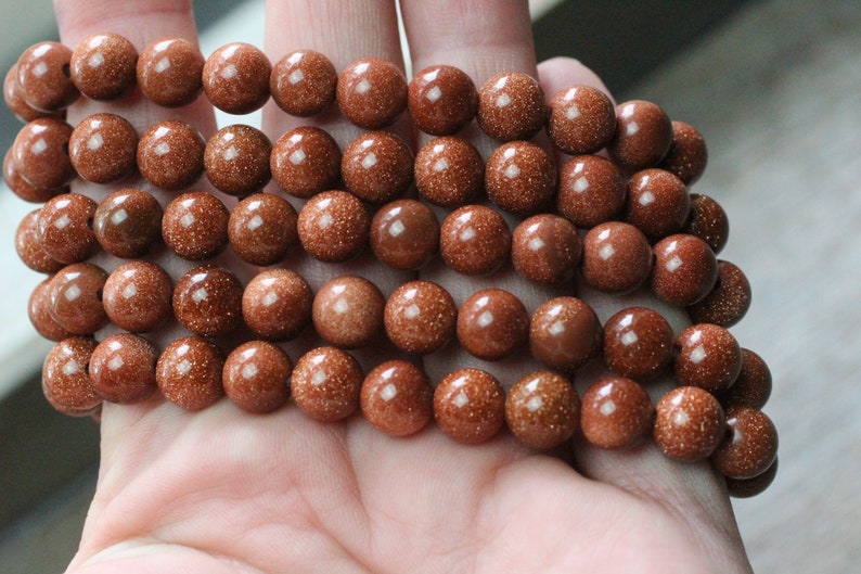 Goldstone 8 mm Round Stretchy String Bracelet b13