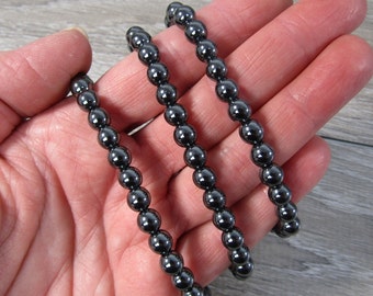 Hematite 6 mm Round Stretchy String Bracelet G324