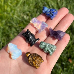 Figura de animal de piedra preciosa: tallado en cristal de aproximadamente 2,5 cm (1 pulgada)