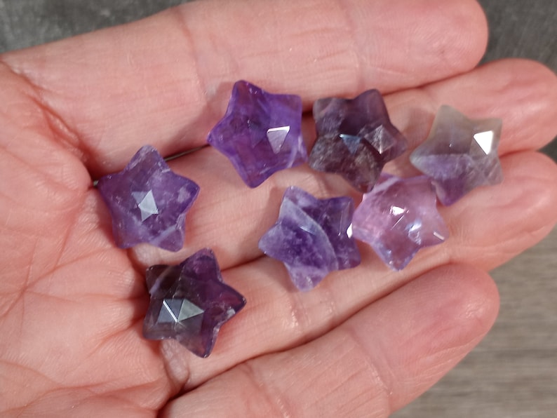 Amethyst Star Crystal Faceted Bead approx. 13 x 14 x 6.5 mm F250 image 2