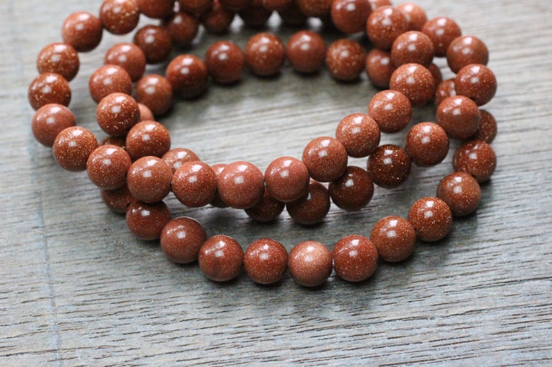 Goldstone 8 mm Round Stretchy String Bracelet b13