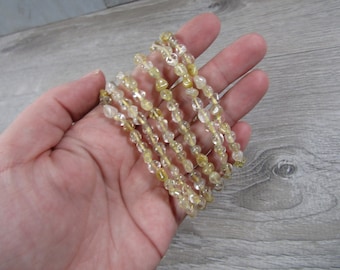 Rutilated Quartz Stretchy Oval Bracelet G294