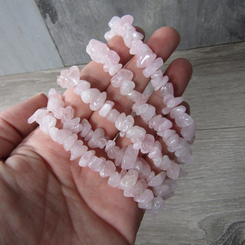 Rose Quartz Chip Stretchy String Bracelet G147 image 9