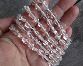 Clear Quartz Stretchy String Oval Bracelet 030