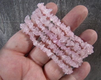 Rose Quartz Chip Stretchy String Bracelet G227