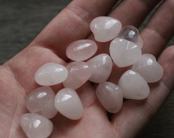SET of 10 Rose Quartz Small Stone Puffy 15 mm Heart K323